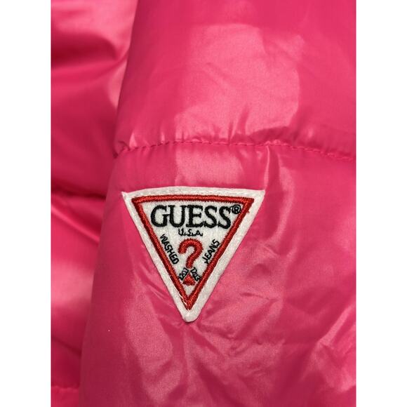 Guess Puffer Jacket Womens XL Magenta Pink Hooded Quilted Zip Pockets 119RN716 - Picture 9 of 12